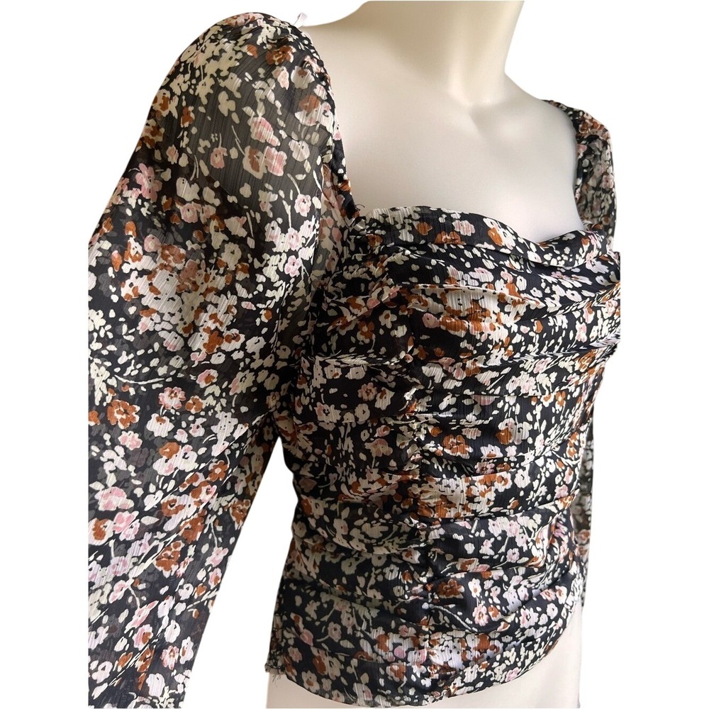 Boho Feminine Milkmaid Crop Top Women's XL Long Sleeve Romantic Cottagecore